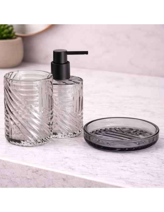 Ensemble D'accessoires De Salle De Bain En Verre Transparent 3 Pièces Gedy Corinne Line