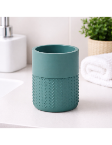 Porte-brosse À Dents Gedy En Bambou Et Résine Verte, Gamme Thea