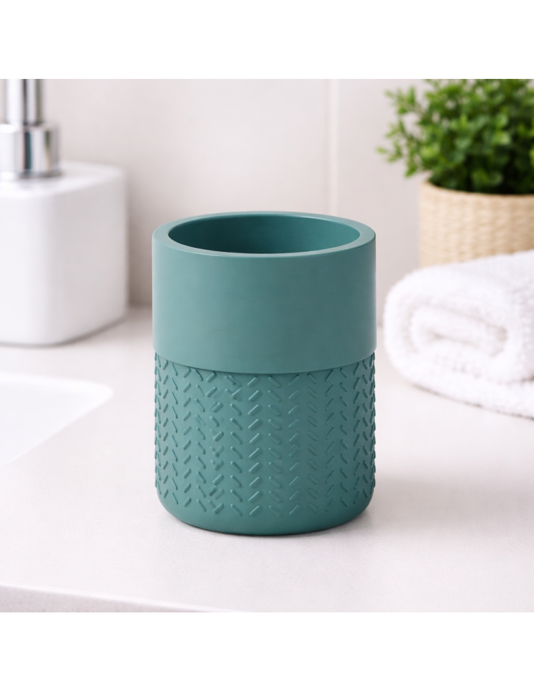 Porte-brosse À Dents Gedy En Bambou Et Résine Verte, Gamme Thea