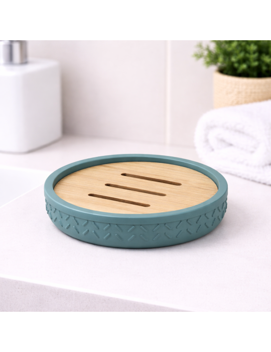 Porte-savon Gedy Thea En Bambou Et Résine Verte
