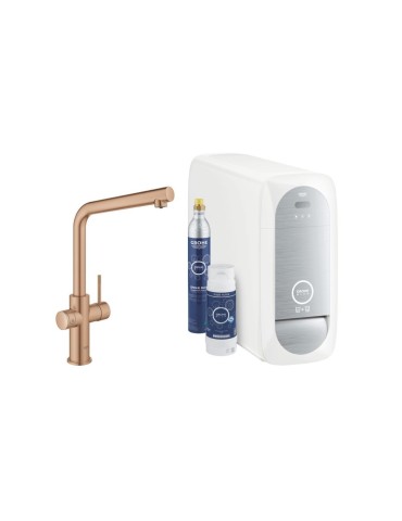 Robinet Multifonction Grohe Blue Home, Bec En L, Wi-fi, Finition Or Rose Brossé, Eau Gazeuse Naturelle Filtrée - 31454dl1