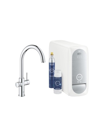 Robinet Multifonction Grohe Blue Home, Bec En C, Wifi Starlight, Chromé, Eau Filtrée Et Plate Pétillante - 31455001