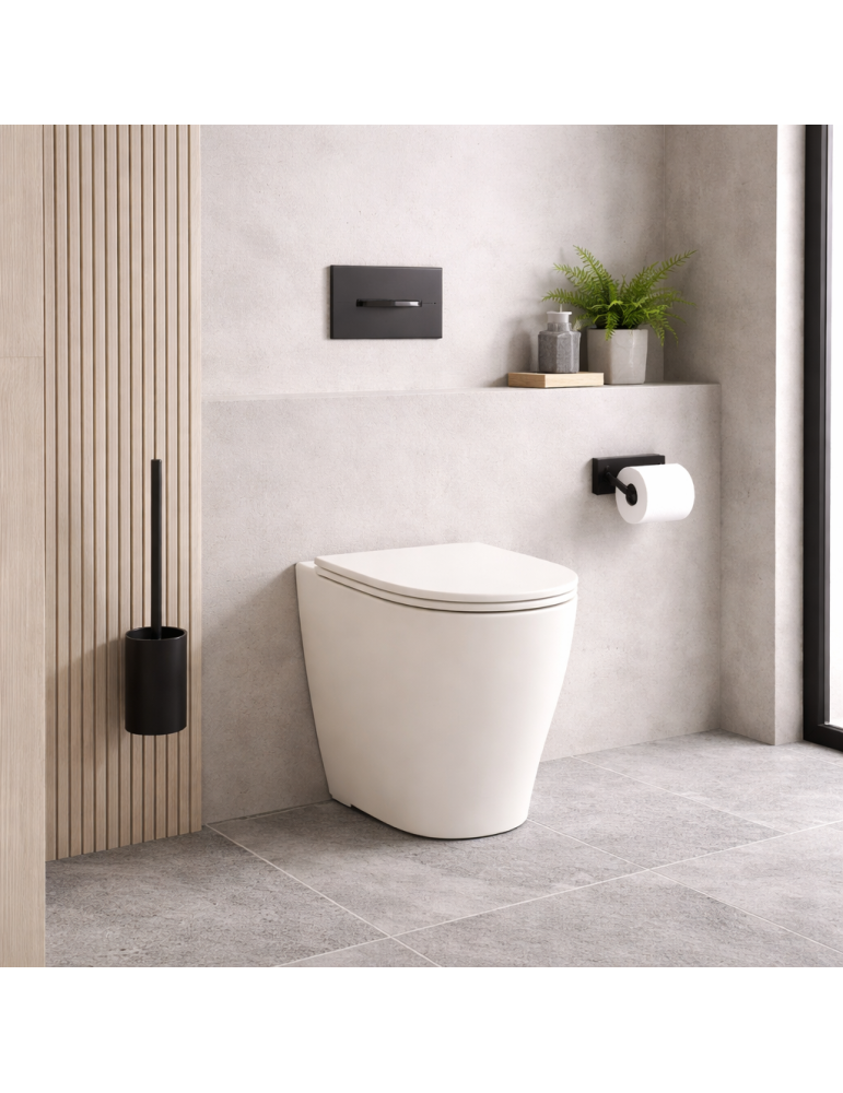 Wc Sur Pied Azzurra Ceramica Easy Clean, Collection Comoda, 54 Cm, Céramique Couleur Coton, Abattant Inclus