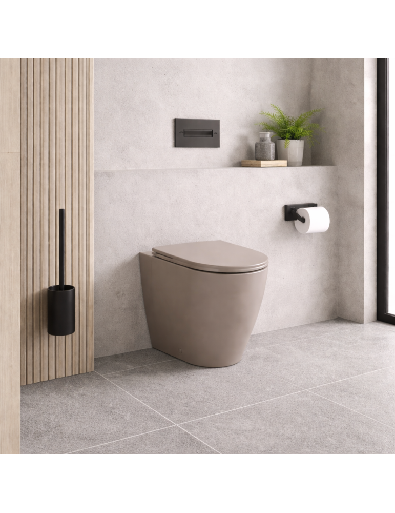 Wc Sur Pied Azzurra Ceramica Easy Clean, Collection Comoda, 54 Cm, Céramique Gris Tourterelle, Abattant Inclus