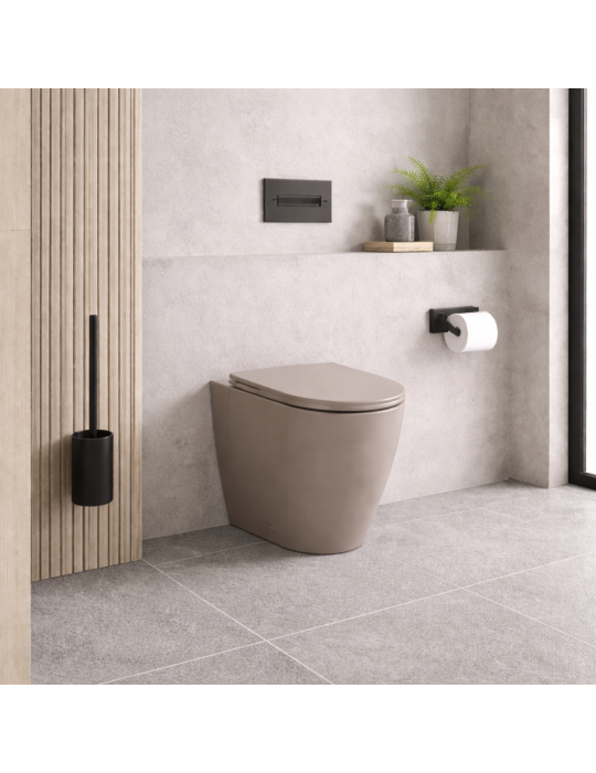 Wc Sur Pied Azzurra Ceramica Easy Clean, Collection Comoda, 54 Cm, Céramique Gris Tourterelle, Abattant Inclus