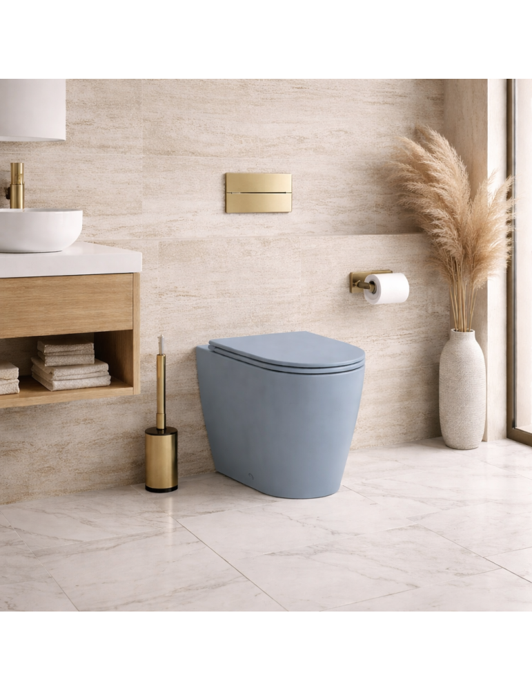 Wc Sur Pied Azzurra Ceramica Easy Clean, Collection Forma, 54 Cm, Céramique Bleu Royal, Abattant Inclus