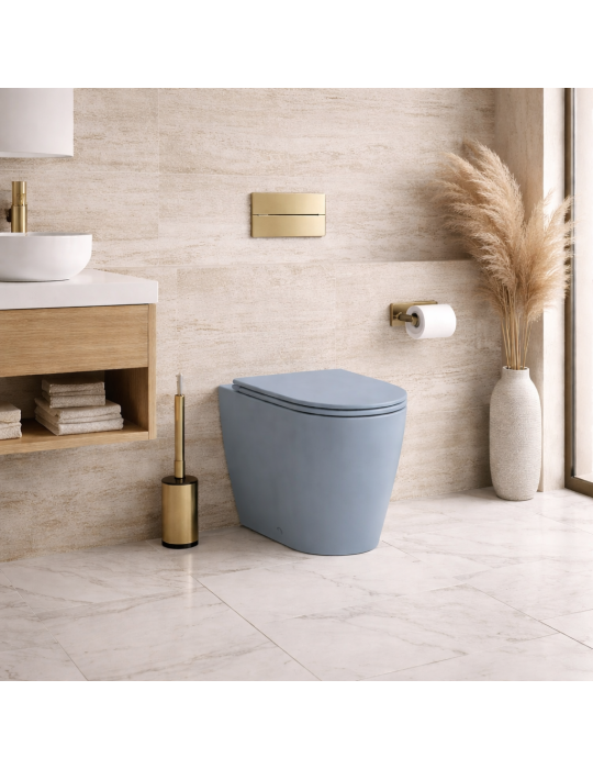 Wc Sur Pied Azzurra Ceramica Easy Clean, Collection Forma, 54 Cm, Céramique Bleu Royal, Abattant Inclus