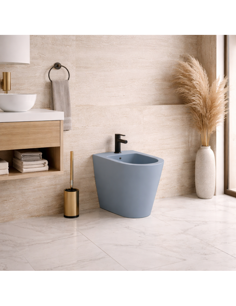 Bidet Sur Pied À Un Trou Azzurra Ceramica, Collection Forma, 54 Cm, Céramique Bleu Royal