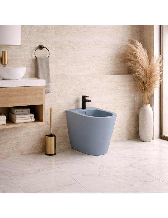 Bidet Sur Pied À Un Trou Azzurra Ceramica, Collection Forma, 54 Cm, Céramique Bleu Royal