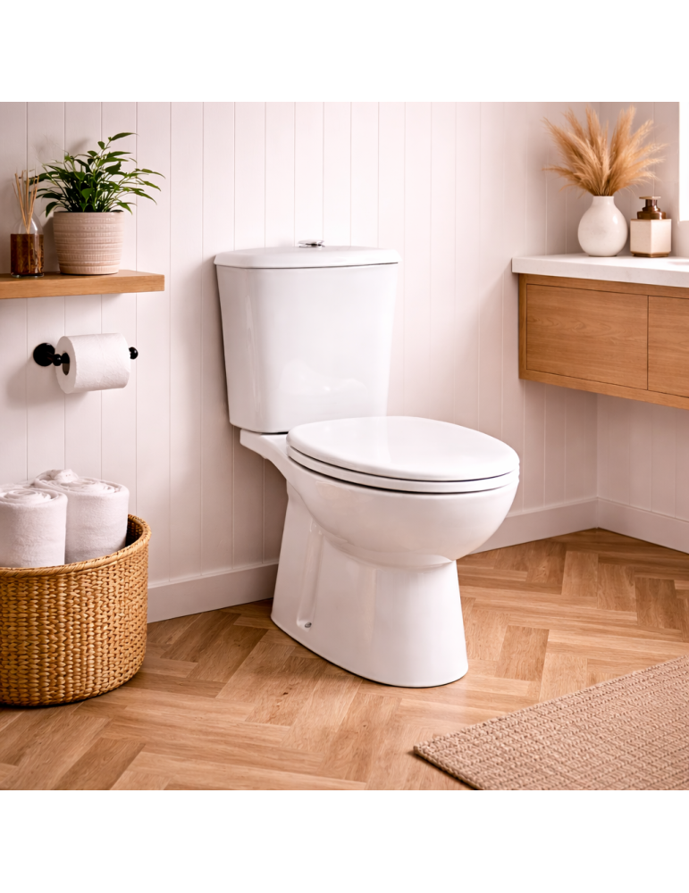 Toilettes Sur Pied Karla De Rak Ceramics, Blanches, Avec Réservoir Et Abattant Inclus.