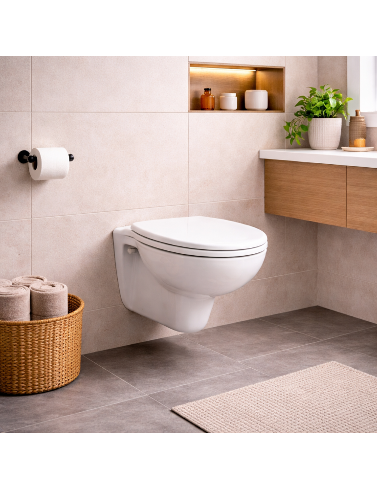 Wc Suspendu Karla De Rak Ceramics, Blanc, Avec Abattant Inclus