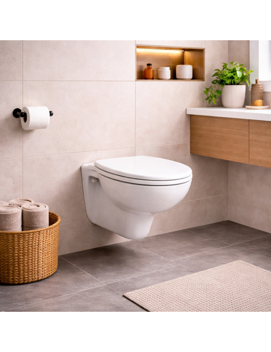 Wc Suspendu Karla De Rak Ceramics, Blanc, Avec Abattant Inclus