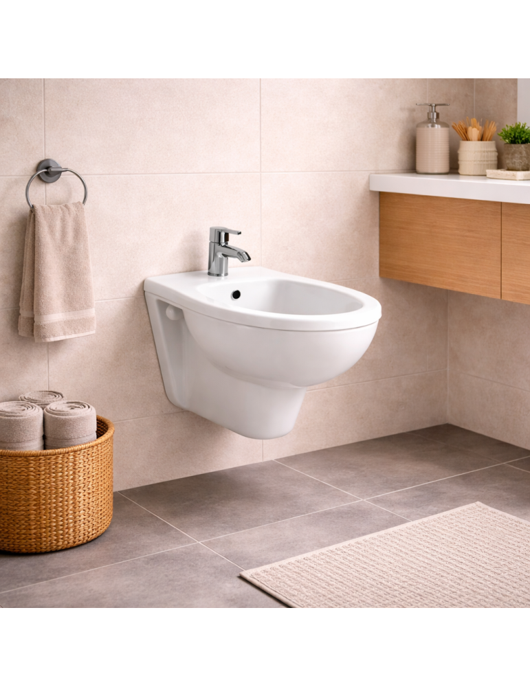 Bidet Mural Rak Ceramics En Céramique Blanche 55 Cm