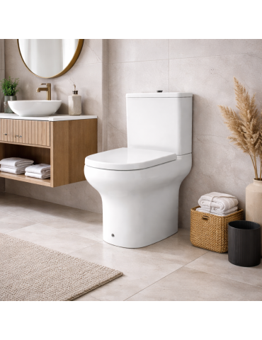 Wc Compact Sans Bride Rak Ceramics, À Poser AU Sol, Blanc, Avec Abattant Inclus