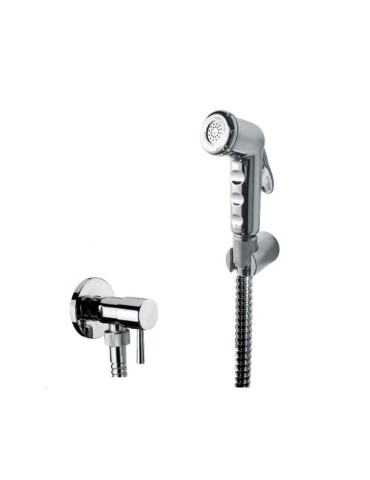 Damast Kit Shut-off In Abs Cromato Antitorsione 120 cm in Acciaio Cromato e Supporto Atos Cromato e Rubinetto On/off