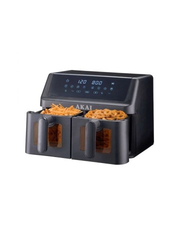 Friteuse À Air Akai 10 Litres À Double Panier Avec Minuterie, Thermostat Réglable Et Grill, Puissance De 2000 W - Airfryer1001w