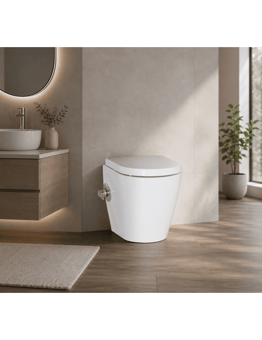 Cuvette De Toilette En Céramique Blanche Techno Flux 48 Avec Broyeur Et Bidet Intégré