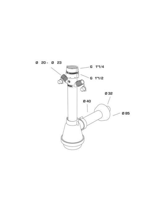 Siphon Bouteille Lavabo 1 Voie 1”1/2 - 1”1/4 | Megaclima.fr