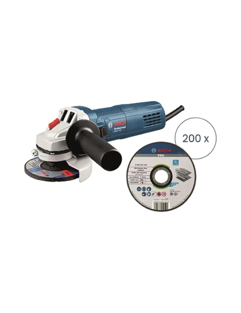 Meuleuse D'angle Gws 750 Avec 200 Disques À Tronçonner Pro 750 W 11 000 Tr/min Diamètre 115 Mm