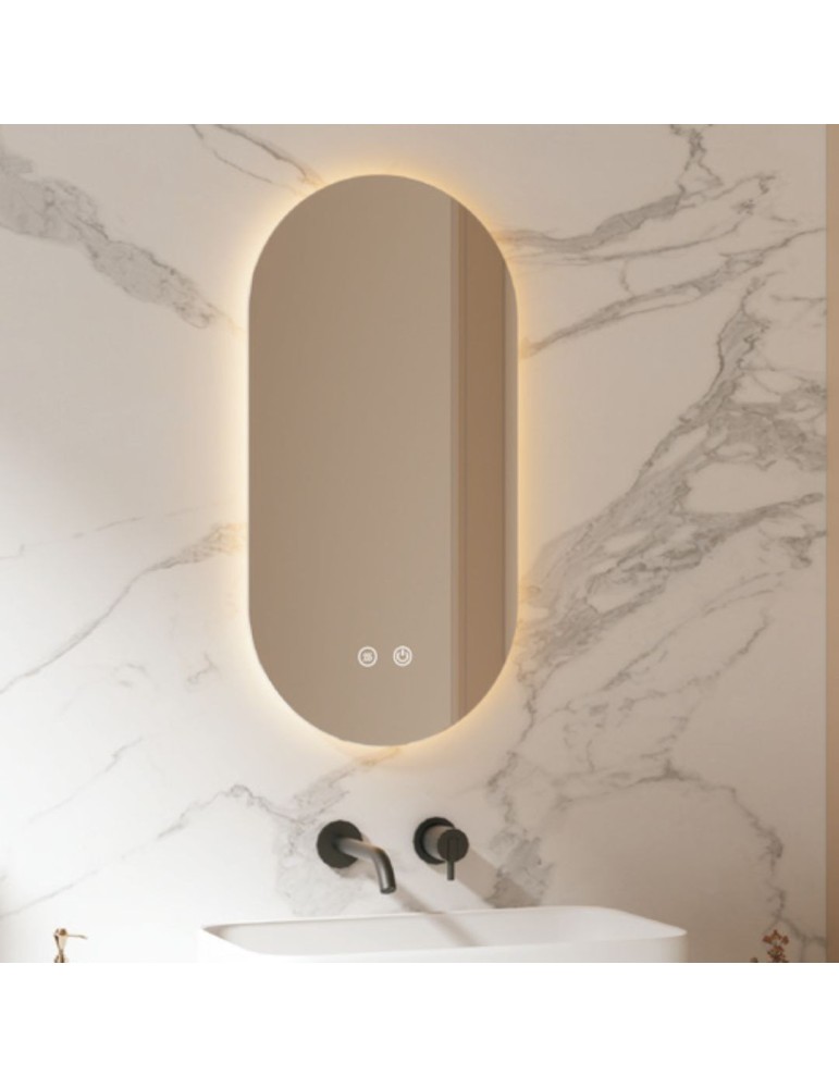 Oceano Miroir Ovale Rétroéclairé 40x80 Antibuée | Megaclima.fr