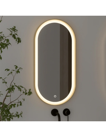 Oceano Miroir Ovale 40x80 Or Brossé LED | Megaclima.fr