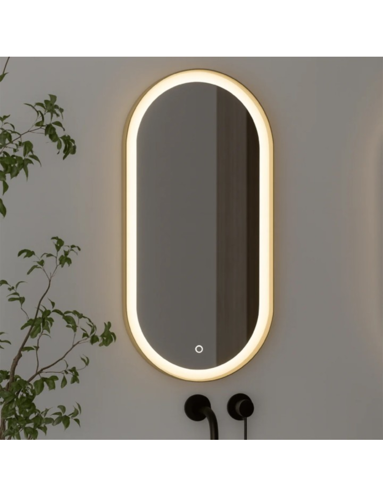 Oceano Miroir Ovale 40x80 Or Brossé LED | Megaclima.fr