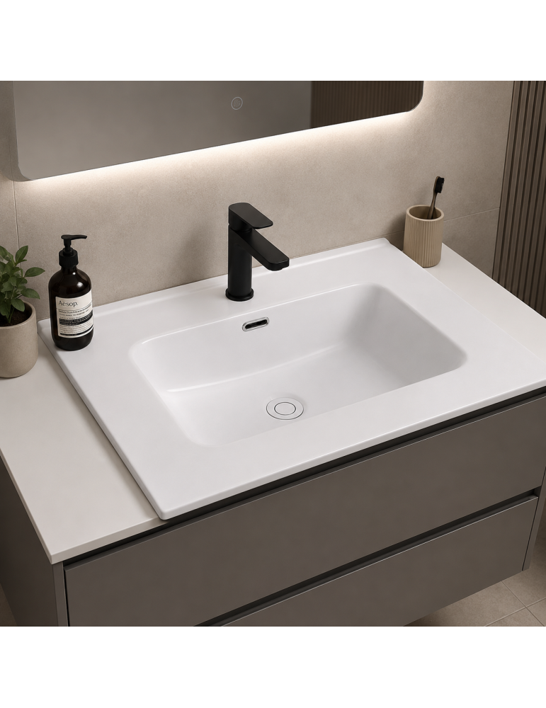 Oceano Lavabo Encastrable 61x46x18 Céramique Blanche | Megaclima.fr