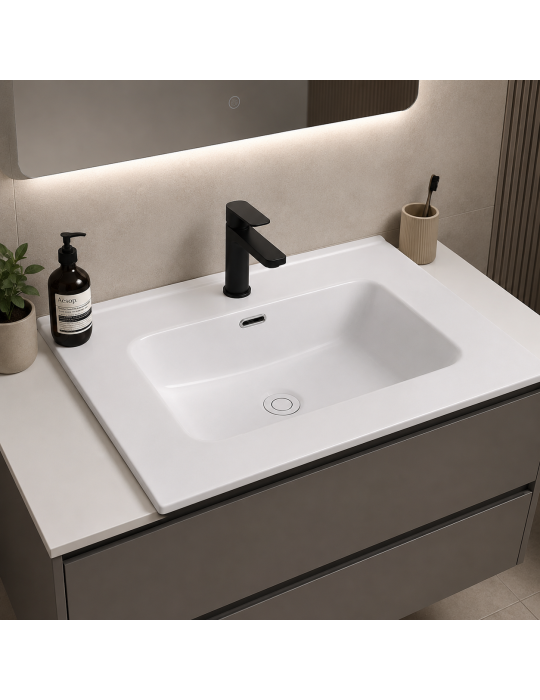 Oceano Lavabo Encastrable 61x46x18 Céramique Blanche | Megaclima.fr