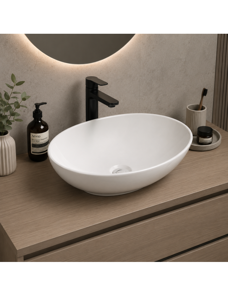 Oceano Lavabo Ovale à Poser 41x34 Céramique Blanche | Megaclima.fr