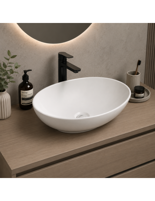 Oceano Lavabo Ovale à Poser 41x34 Céramique Blanche | Megaclima.fr