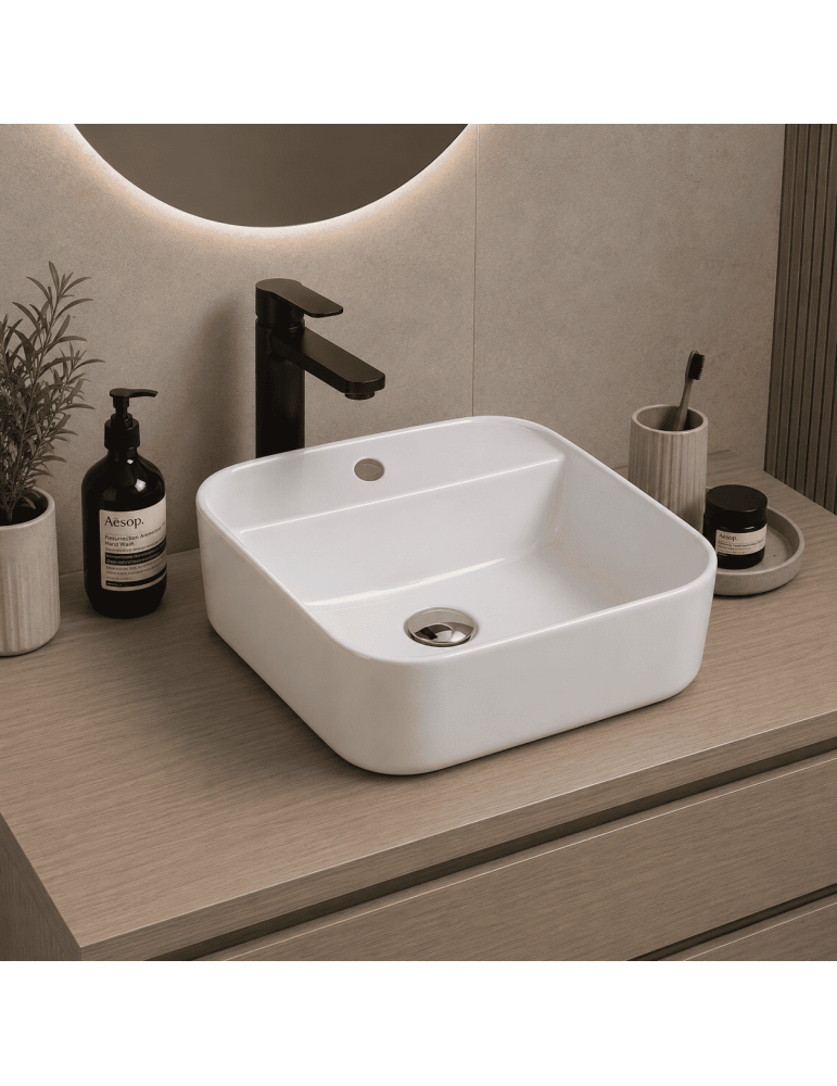 Oceano Lavabo Monotrou à Poser 50x40 Céramique Blanche | Megaclima.fr
