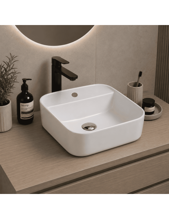 Oceano Lavabo Monotrou à Poser 50x40 Céramique Blanche | Megaclima.fr