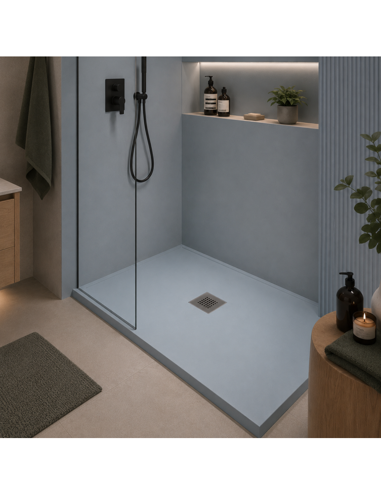 Receveur De Douche Ocean Plus LINE 80x100 Cm, Hauteur 3 Cm, Antidérapant, Coloris Granit Gris
