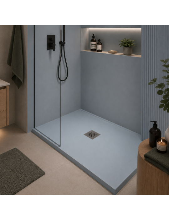 Receveur De Douche Ocean Plus LINE 80x100 Cm, Hauteur 3 Cm, Antidérapant, Coloris Granit Gris