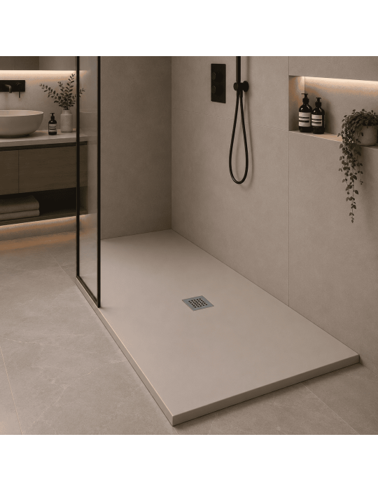 Receveur De Douche Ocean Plus LINE 80x100 Hauteur 3 Cm Antidérapant En Granit Sable