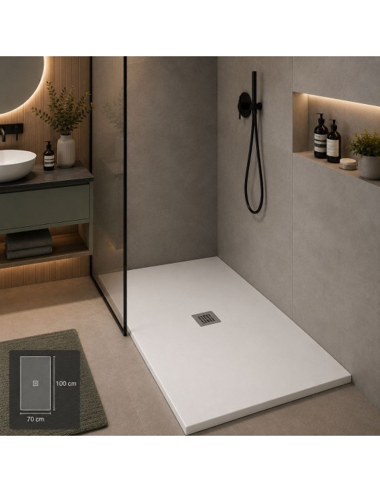 Oceano Receveur Douche Linea Even Mineralmarmo Blanc | Megaclima.fr