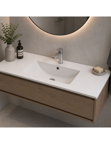 Lavabo Encastré Dianflex 80 X 45 Cm En Céramique Blanche Brillante
