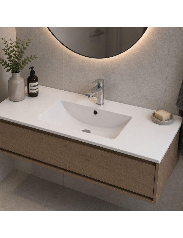 Lavabo Encastré Dianflex 80 X 45 Cm En Céramique Blanche Brillante