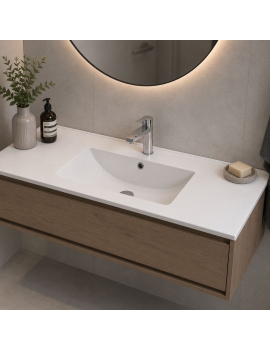 Lavabo Encastré Dianflex 80 X 45 Cm En Céramique Blanche Brillante