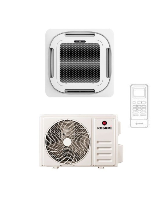 Kosami Climatiseur Monosplit Cassette 90x90 Triphasé Inverter R32 48000 BTU 14.1kW WiFi avec Télécommande et Pompe Condensat