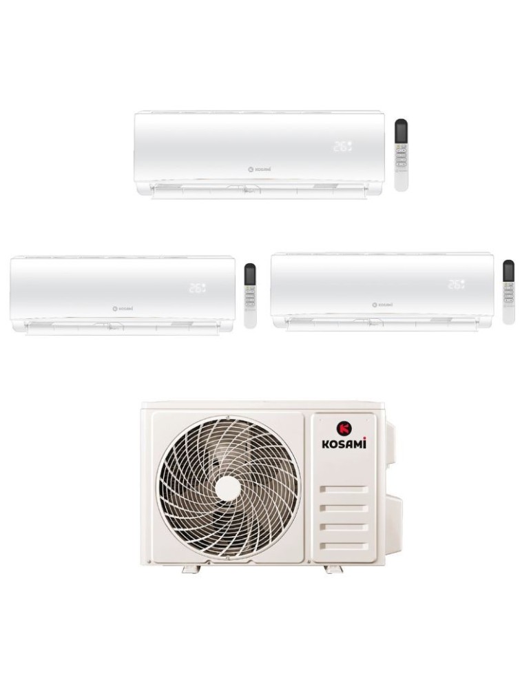 Kosami Climatiseur Trial Split Paros Inverter R32 9000+9000+9000 BTU avec Moteur Paros Multi 21-3 WiFi Classe A++