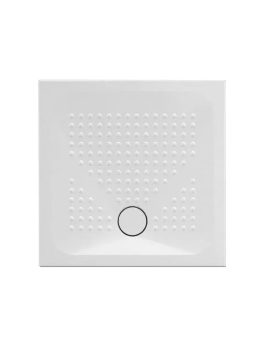 Azzurra Receveur de Douche Céramique Relax H 3,5cm Taille 90x90 cm Bonde 90mm Antidérapant Blanc Brillant