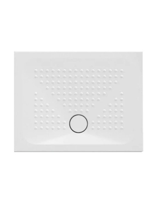 Azzurra Receveur de Douche Rectangulaire Relax H 3,5cm Taille 120x70 cm Bonde 90mm Antidérapant Blanc Brillant