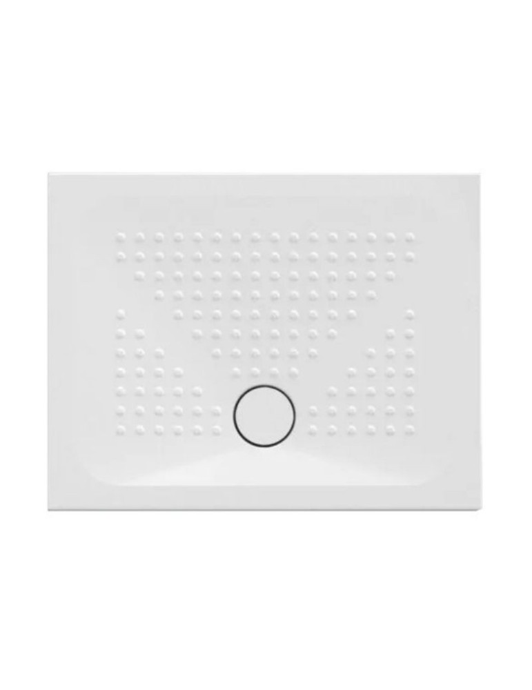 Azzurra Receveur de Douche Rectangulaire Relax H 3,5cm Taille 140x80 cm Bonde 90mm Antidérapant Blanc Brillant