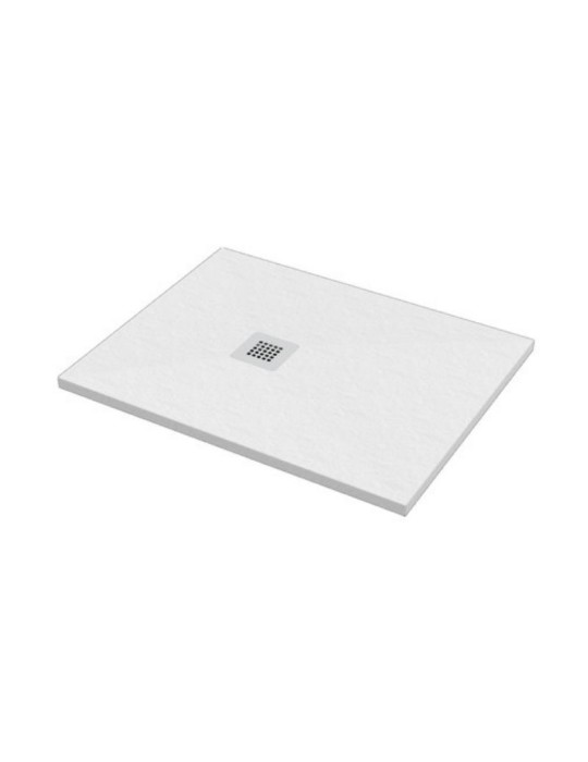Ercos Receveur de Douche Rectangulaire Composite H 3cm Taille 100x80 cm Bonde 90mm avec Grille Inox Incluse
