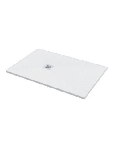 Ercos Receveur de Douche Rectangulaire Composite H 3cm Taille 100x80 cm Bonde 90mm avec Grille Inox Incluse