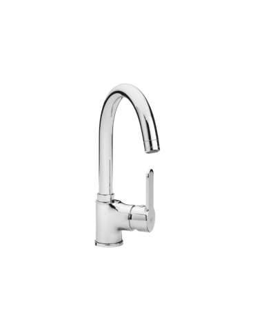 Gs Rubinetterie Mitigeur Monocommande Monotrou Avec Bec Rond Pivotant Pour Lavabo Ou Évier – Série Fit – Finition Chromée – 2696