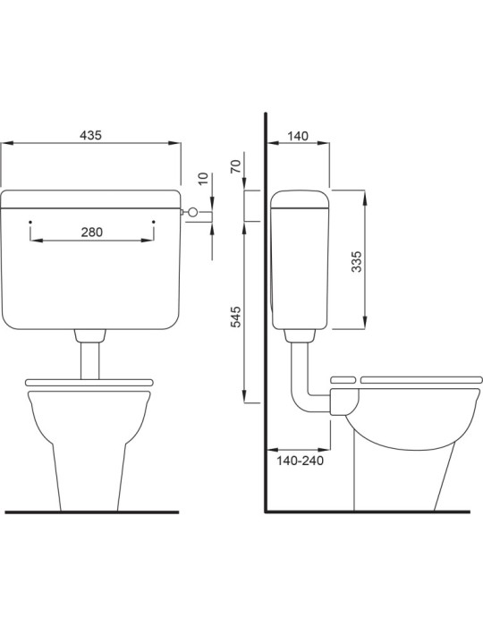 Schwab Cassette a Zaino Esterne WC Iris DUO Bianco disegno tecnico
