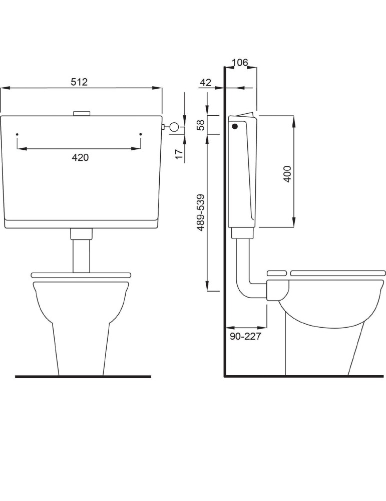 Cassetta WC Esterna scarico bagno Slim Sottile salvaspazio AP220 disegno tecnico