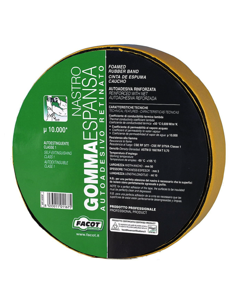 Facot Nastro Gomma Espansa Nero GOESP H 50 MM x 10 M